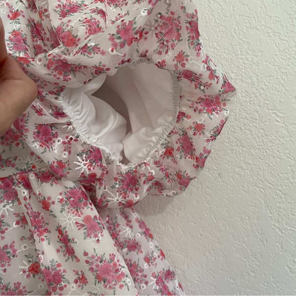 ALTAR’D STATE XL Balloon Sleeve Seersucker Floral Eyelet White Pink Blouse - Picture 4 of 7